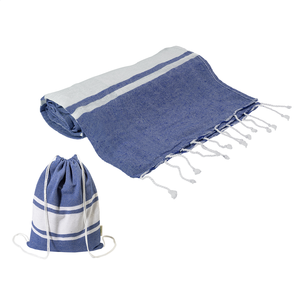 Tortuga plážový ručník z recyklované bavlny a taška se stahovací šňůrkou Tmavě modrá