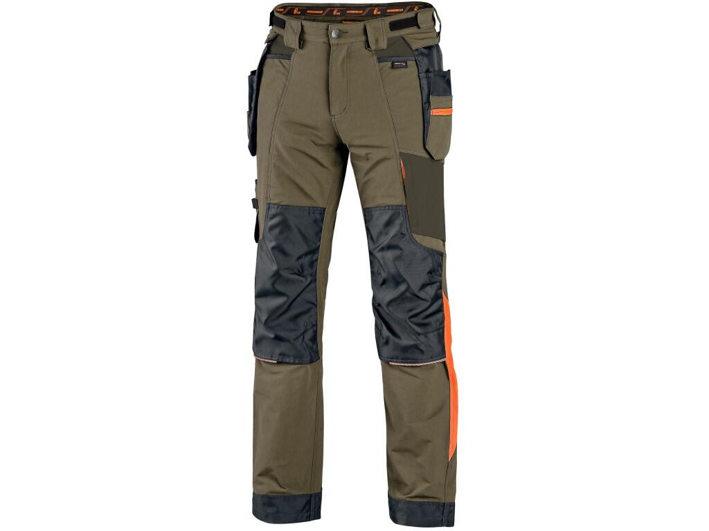 Pánské pracovní kalhoty Canis CXS NAOS - khaki / hv oranžová