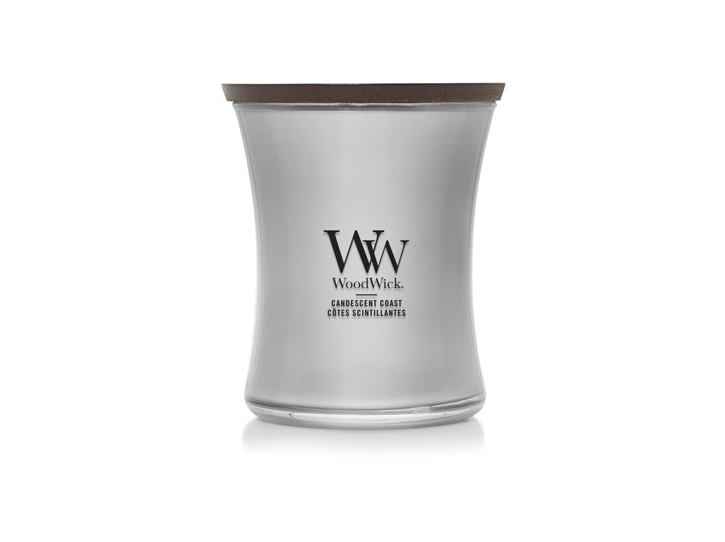Svíčka Woodwick Precious Metals, sklo střední - Candescent Coast