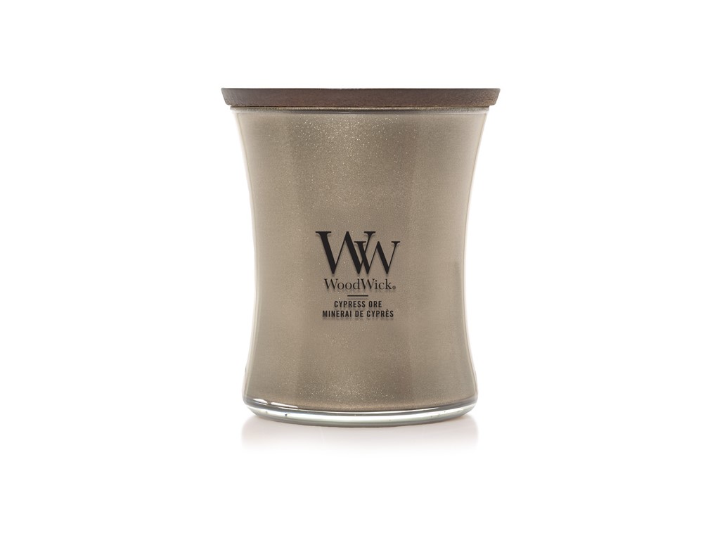 Svíčka Woodwick Precious Metals, sklo střední - Cypress Ore