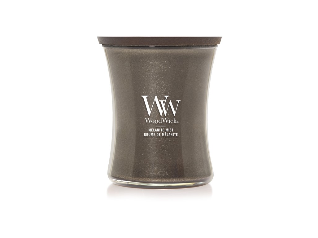 Svíčka Woodwick Precious Metals, sklo střední - Melanite Mist
