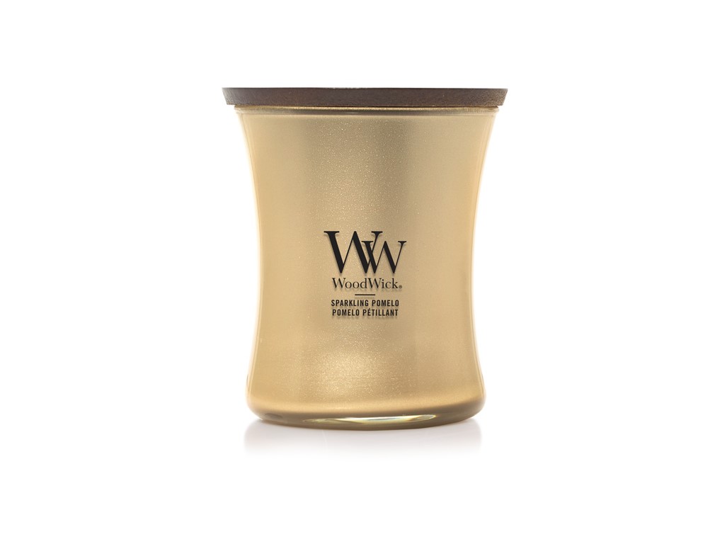 Svíčka Woodwick Precious Metals, sklo střední - Sparkling Pomelo