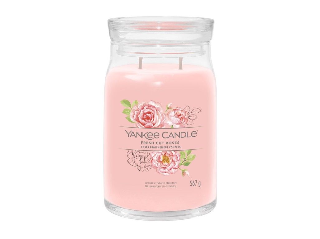 Svíčka Yankee Candle Signature, sklo velké, 2 knoty - Fresh Cut Roses