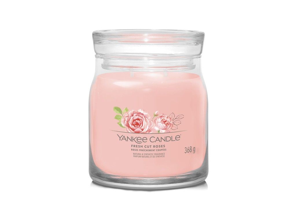Svíčka Yankee Candle Signature, sklo střední, 2 knoty - Fresh Cut Roses