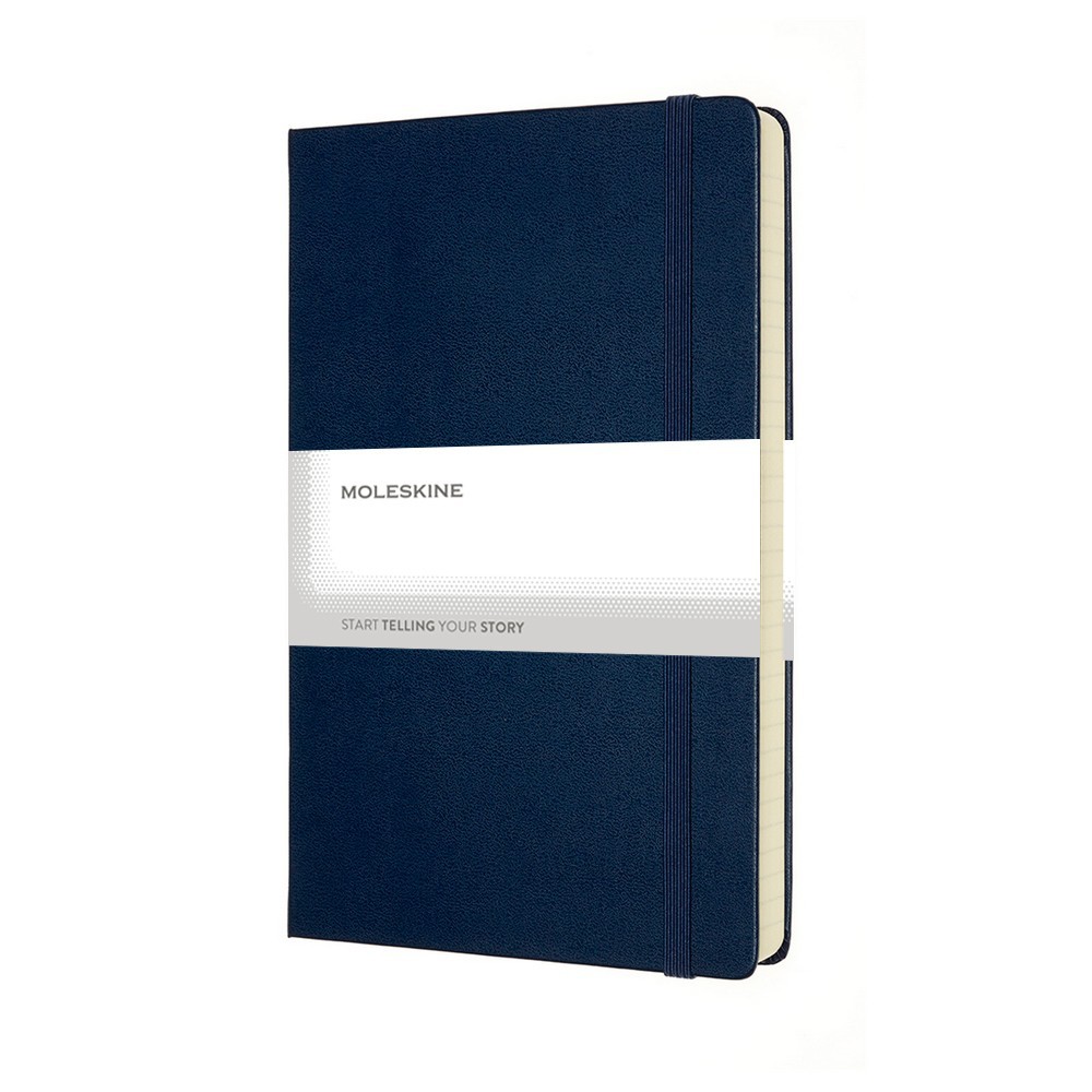 Linkovaný zápisník v pevných deskách Moleskine Expanded, cca A5, 400 str - tmavě modrá