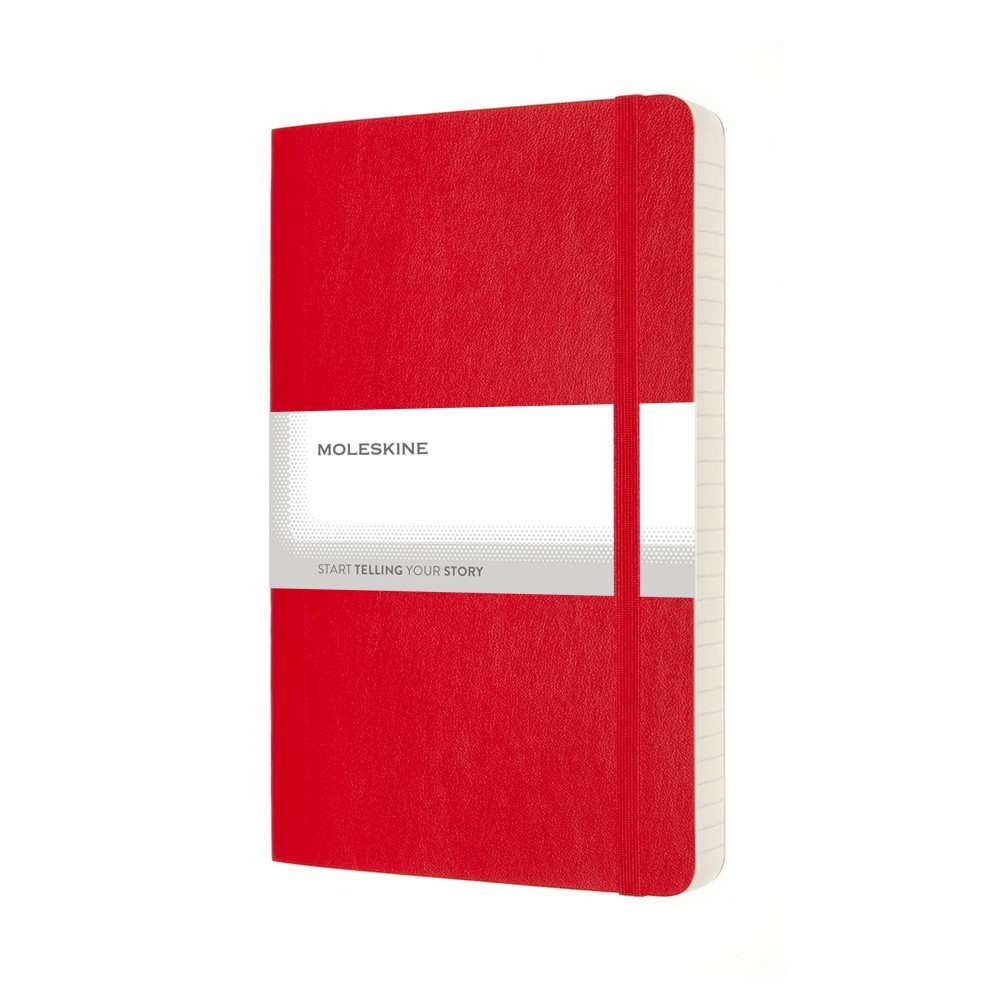 Linkovaný zápisník v měkkých deskách Moleskine Expanded, cca A5, 400 str - červená