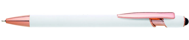 Kovové kuličkové pero ELLA SOFT 2 s pogumovaným povrchem - bílá