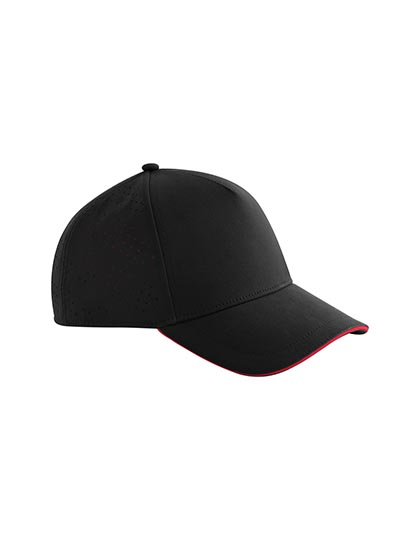 Pětipanelová kšiltovka Beechfield Accelerate Cap - Black, Red, One Size