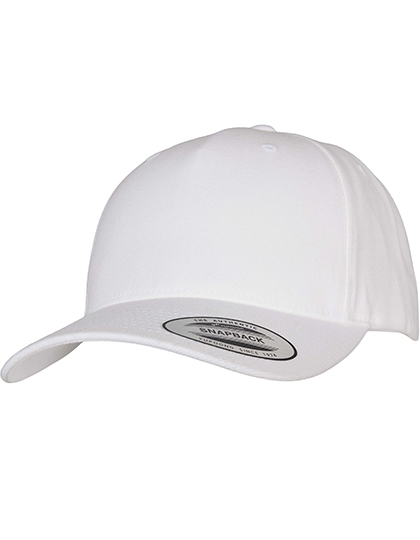 Pětipanelová kšiltovka Flexfit YP Classics 5-Panel Premium Curved Visor Snapback Cap, White, One Size