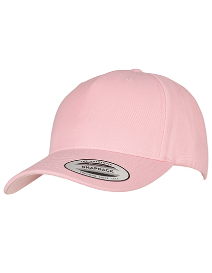 Pětipanelová kšiltovka Flexfit YP Classics 5-Panel Premium Curved Visor Snapback Cap, Prism Pink, One Size