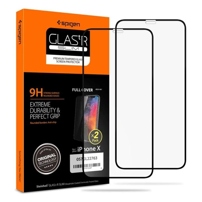 Ochranné sklo pro iPhone 11 Pro/XS/X Spigen Glass FC 2 Pack - černá