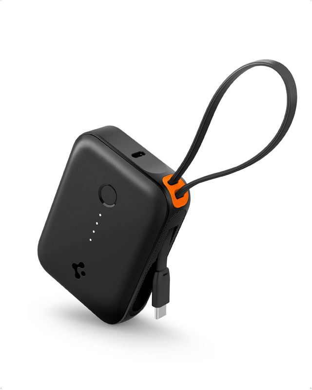 Powerbanka se zabudovaným kabelem Spigen Essential 10,000 mAh 30W Power Bank - černá