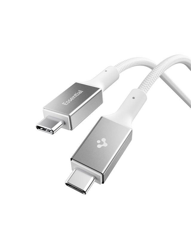 Kabel Spigen Essential USB C to USB C 100W Fabric Cable, EB10015CC - bílá
