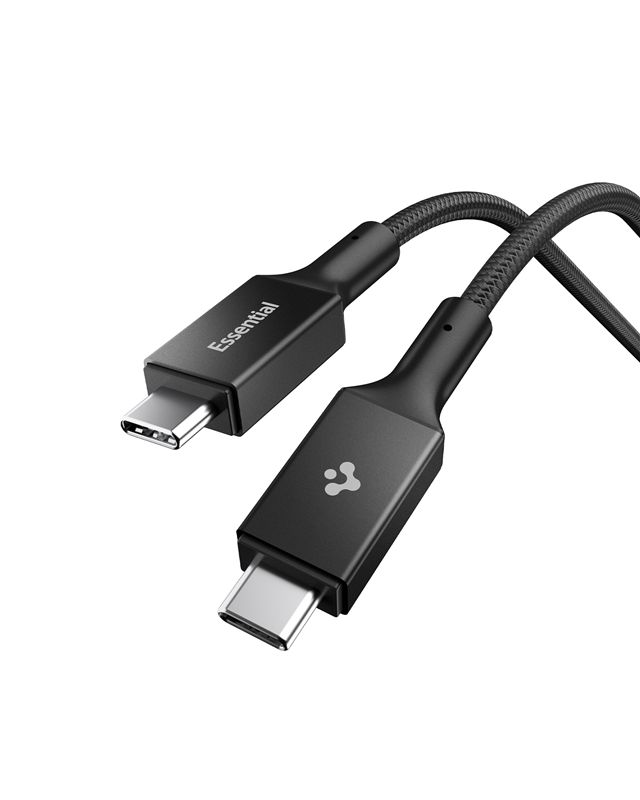 Kabel Spigen Essential USB C to USB C 100W Fabric Cable, EB10015CC - černá