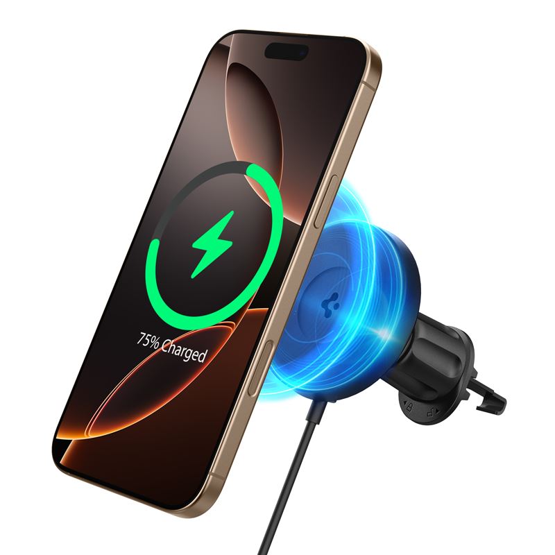 Nabíječka do auta Spigen OneTap Pro 4 MagSafe Car Mount Charger - Wireless / AirVent Hook - černá