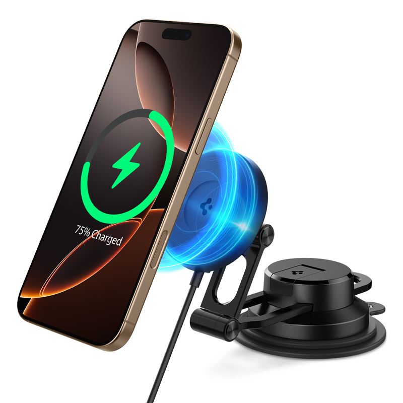 Nabíječka do auta Spigen OneTap Pro 4 MagSafe Car Mount Charger - Wireless / Dashboard / Windshield - černá