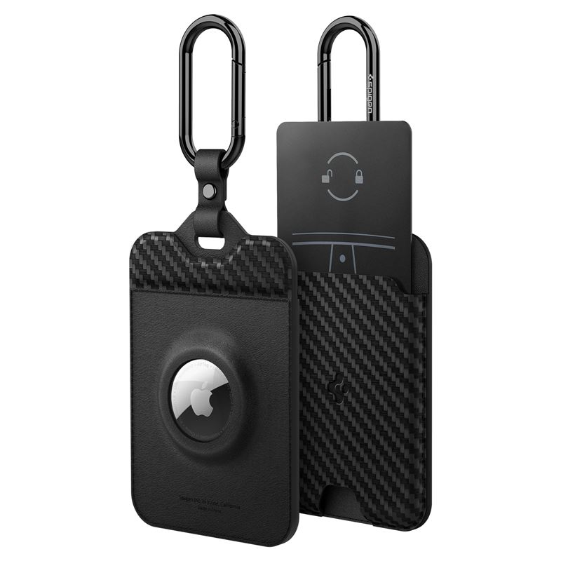 Ochranný kryt pro Tesla klíček Spigen Tesla Card Holder Air Fit 2 Pack - Tesla Key Card / Air Tag - černá