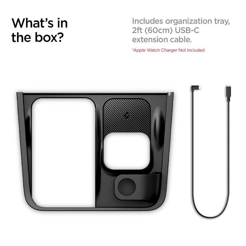 Nabíjecí organizér pro vozy Tesla Spigen Tesla 3 in 1 Wireless Charging Hub Mount, Tesla Model Y/3 - černá