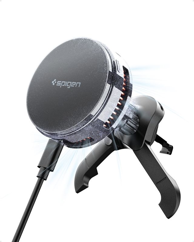 Bezdrátová nabíječka do auta Spigen Essential MagSafe Peltier Wireless Car Charger EV25MFAQ - Air vent - černá