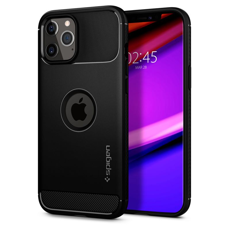 Ochranný kryt pro iPhone 12/Pro Spigen Rugged Armor - černá