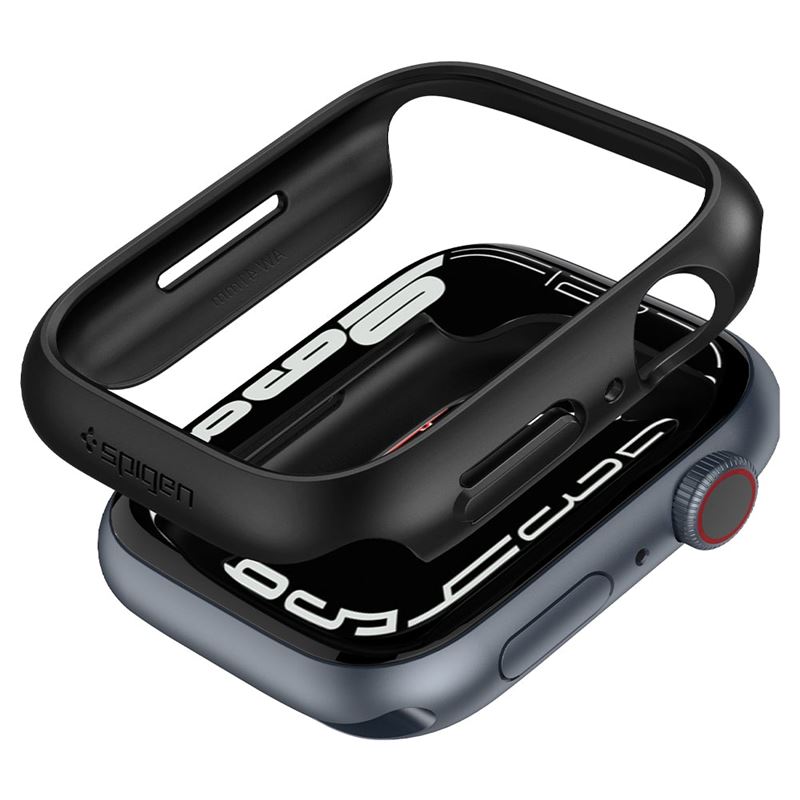 Ochranný kryt pro Apple Watch Spigen Thin Fit, Apple Watch 9/8/7 41mm - černá