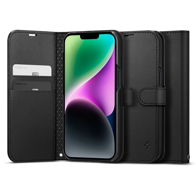 Peněženka s místem na iPhone 14 Spigen Wallet S - černá