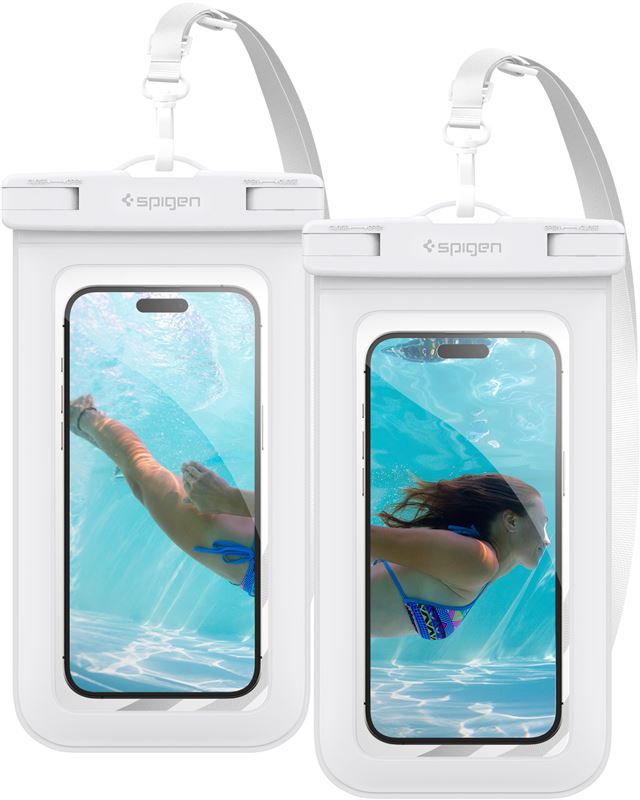 Sada nepromokavých obalů na telefon Spigen Aqua Shield WaterProof Case A601 2 Pack - white - transparentní