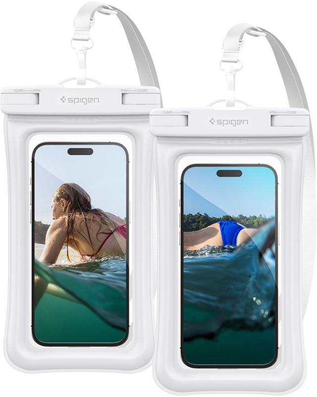 Sada dvou nepromokavých pouzder na telefon Spigen Aqua Shield WaterProof Floating Case A610 2 Pack - bílá