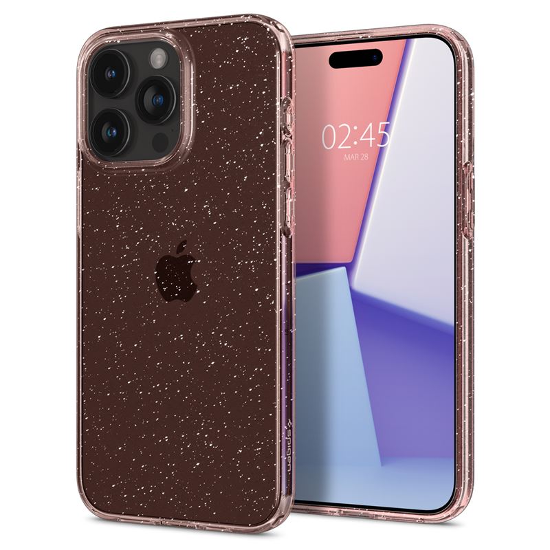 Ochranný kryt pro iPhone 15 Pro Max Spigen Liquid Crystal Glitter - transparentní růžová