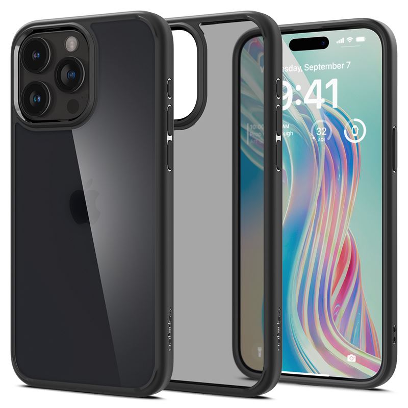 Ochranný kryt pro iPhone 15 Pro Spigen Ultra Hybrid - transparentní černá