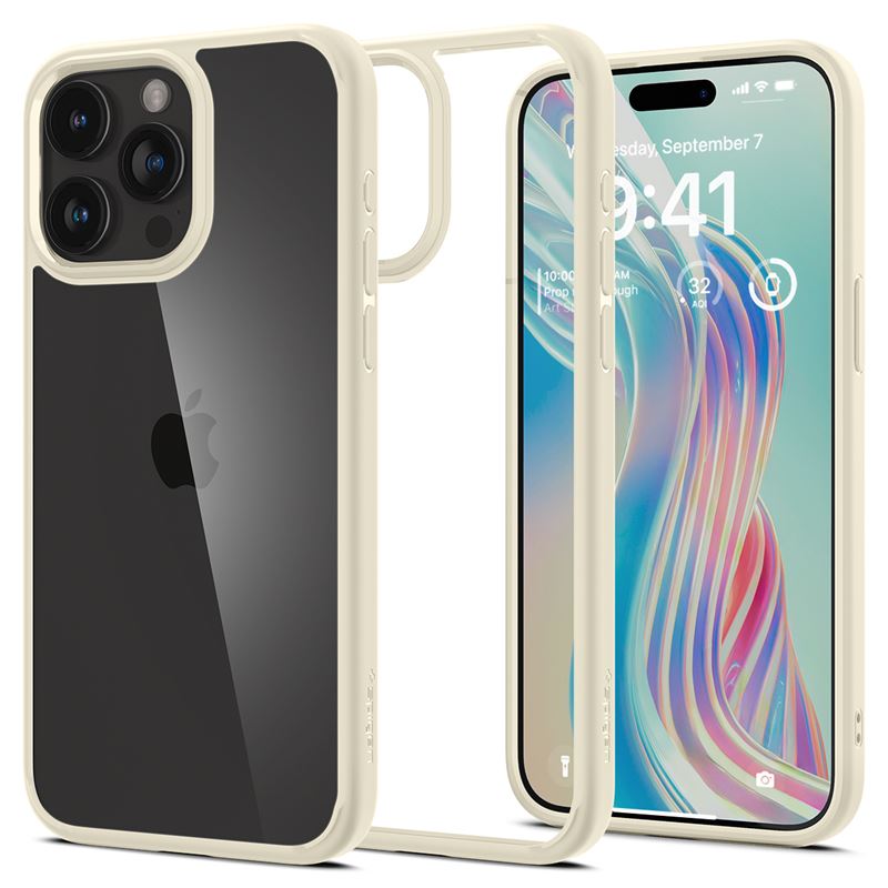 Ochranný kryt pro iPhone 15 Pro Spigen Ultra Hybrid - béžová