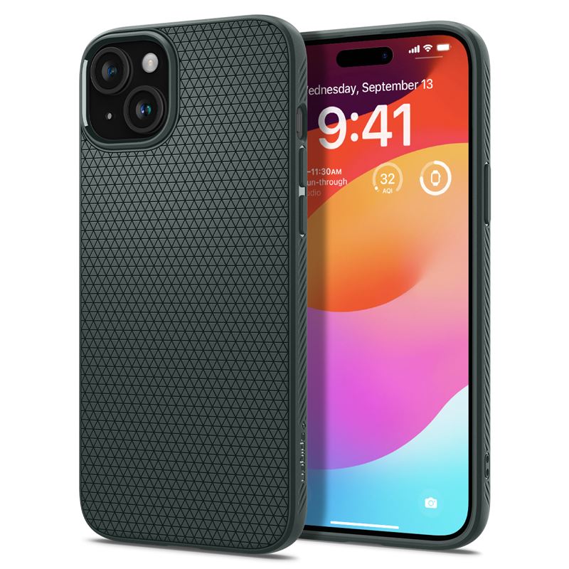 Ochranný kryt pro iPhone 15 Spigen Liquid Air - zelená