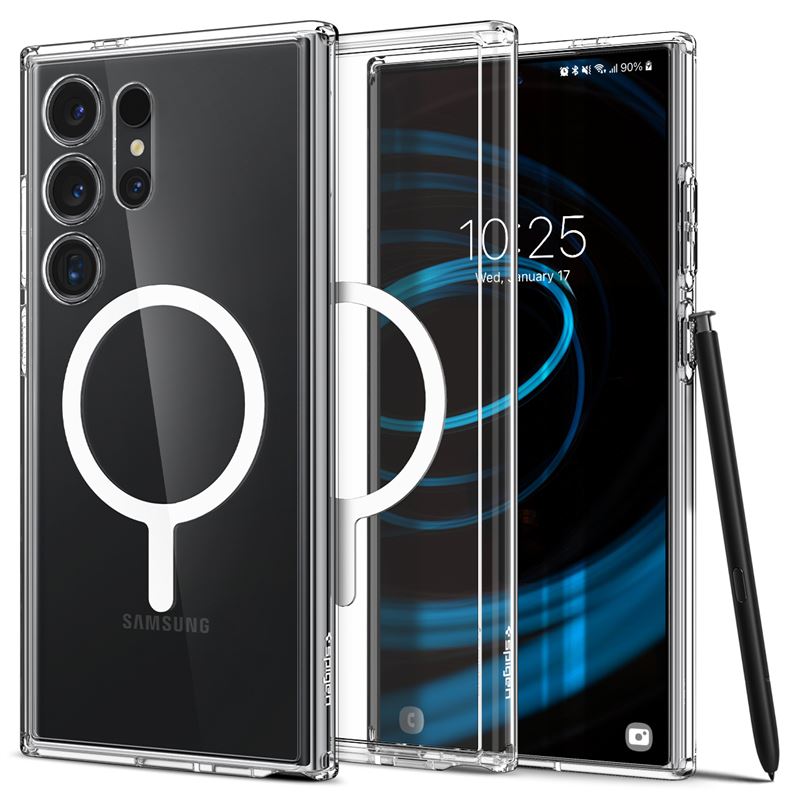 Ochranný kryt pro Samsung Galaxy S24 Ultra Spigen Ultra Hybrid OneTap Metal Ring MagSafe - bílá