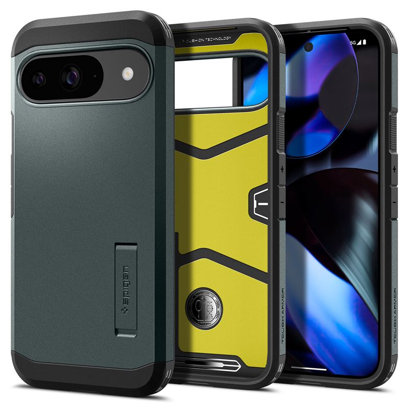Ochranný kryt pro Google Pixel Spigen Tough Armor, Google Pixel 9 Pro/Pixel 9 - zelená