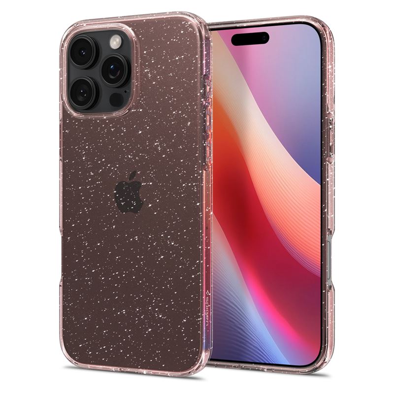 Ochranný kryt pro iPhone 16 Pro Spigen Liquid Crystal Glitter, - transparentní růžová
