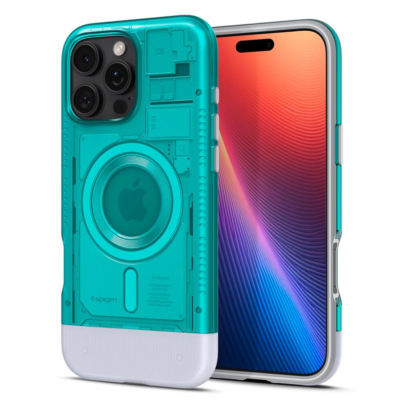 Ochranný kryt pro iPhone 16 Pro Spigen Classic C1 MagSafe - tyrkysová