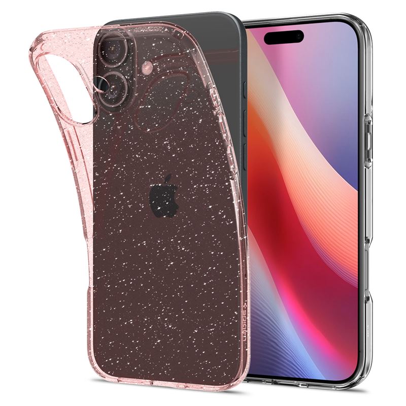 Ochranný kryt pro iPhone 16 Spigen Liquid Crystal Glitter - transparentní růžová