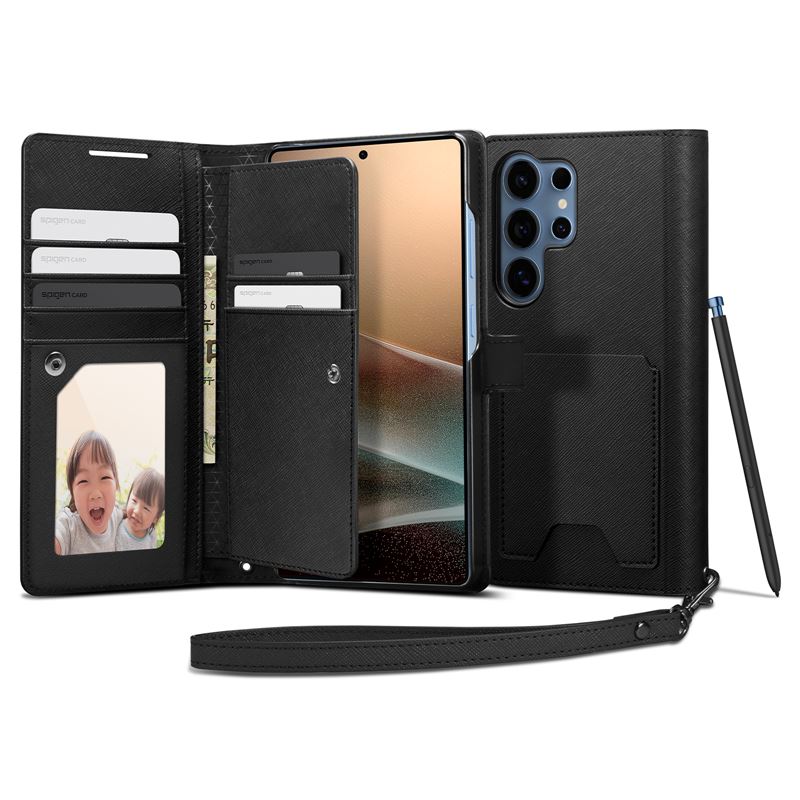 Peněženka s místem na Samsung Galaxy S25 Ultra Spigen Wallet S - černá