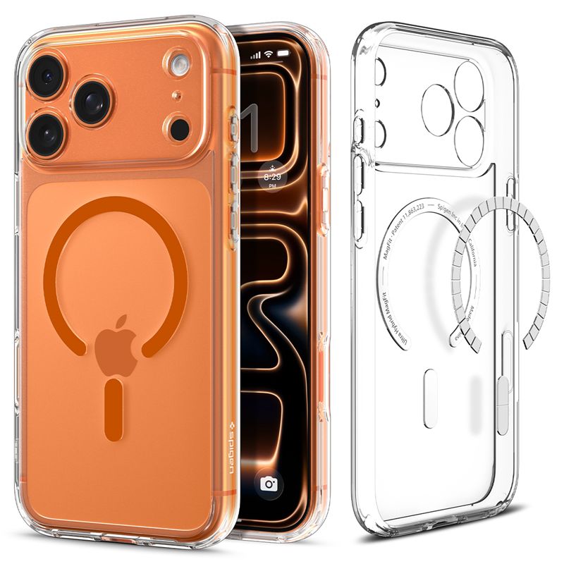 Ochranný kryt pro iPhone 17 Pro Spigen Ultra Hybrid MagSafe - transparentní oranžová