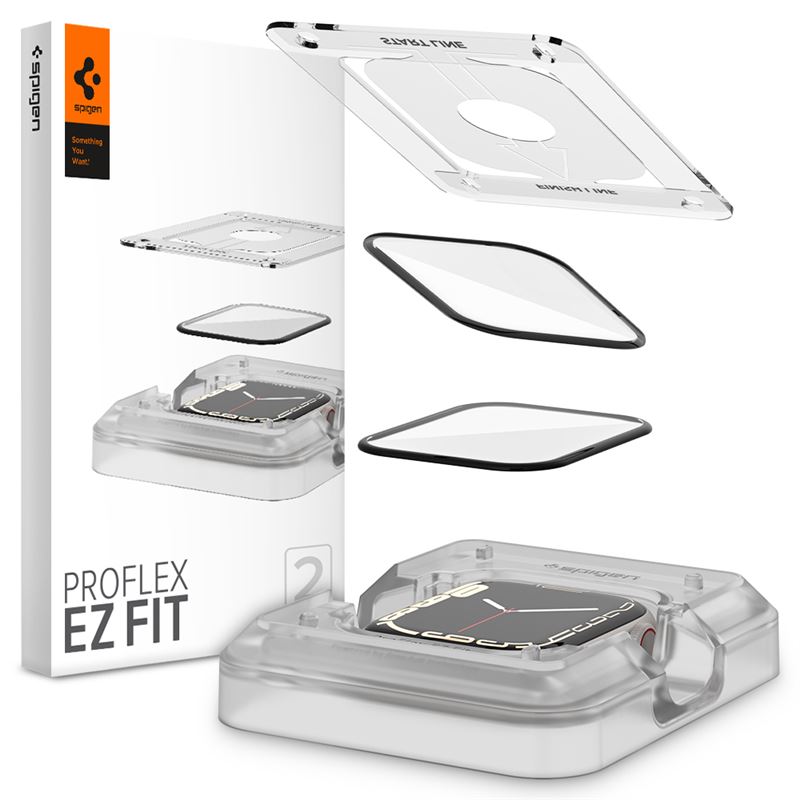 Ochranné sklo pro Apple Watch Spigen ProFlex EZ Fit 2 Pack - Apple Watch 9/8/7 45mm - transparentní