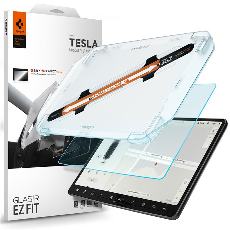 Ochranné sklo pro displej vozů Tesla Spigen Tesla EZ Fit Anti Glare Screen Protector - Model Y/3 - transparentní