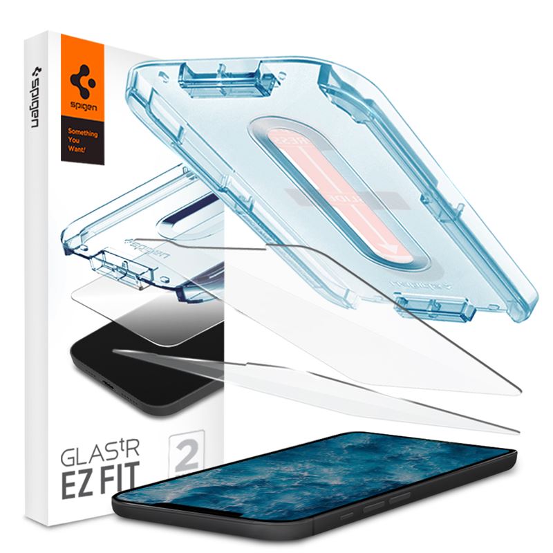 Ochranné sklo pro iPhone 12/Pro Spigen Glas tR EZ Fit, 2 Pack - transparentní