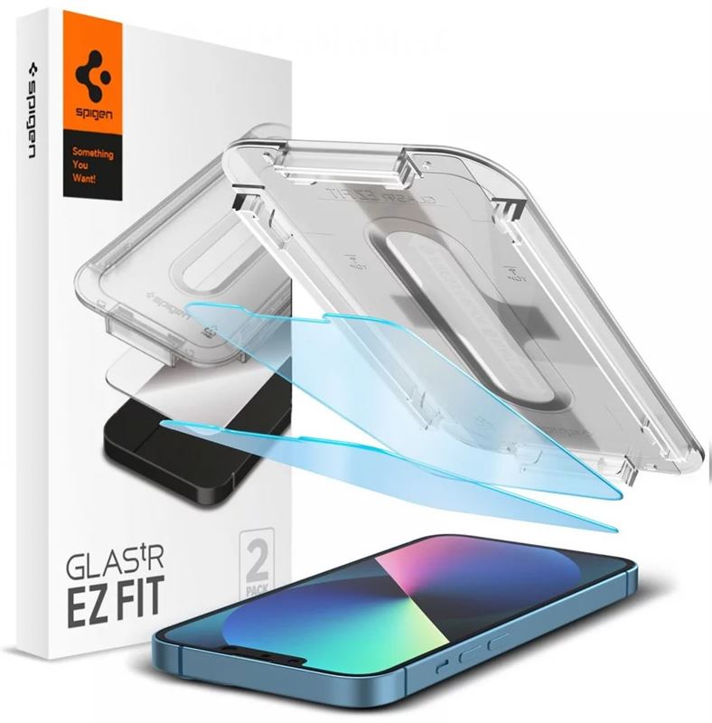 Ochranné sklo pro iPhone Spigen Glass tR EZ Fit Transparency Sensor Open 2 Pack -  iPhone 16e/14/13/13 Pro - transparentní