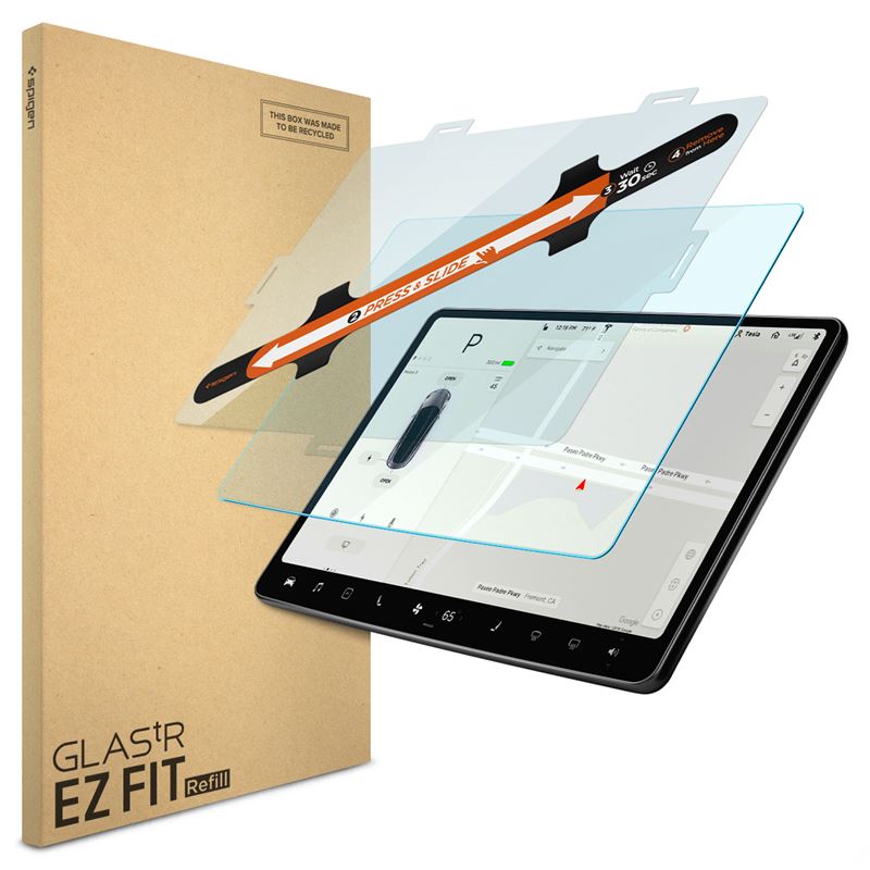 Ochranné sklo pro displej vozů Tesla Spigen Tesla EZ Fit Refill Anti Glare Screen Protector 1 Pack -  Tesla Model Y/3 - transparentní