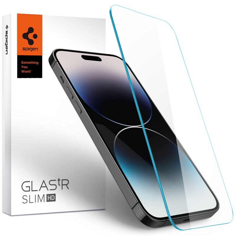 Ochranné sklo pro iPhone 14 Pro Max Spigen Glass tR Slim HD 1 Pack, Transparency Sensor Protection - transparentní