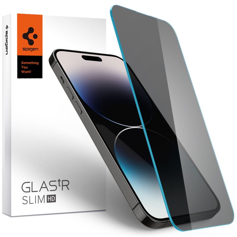 Ochranné sklo pro iPhone 14 Pro Max Spigen Glass tR Slim HD 1 Pack Anti Glare/Privacy Transparency Sensor Protection - transparentní