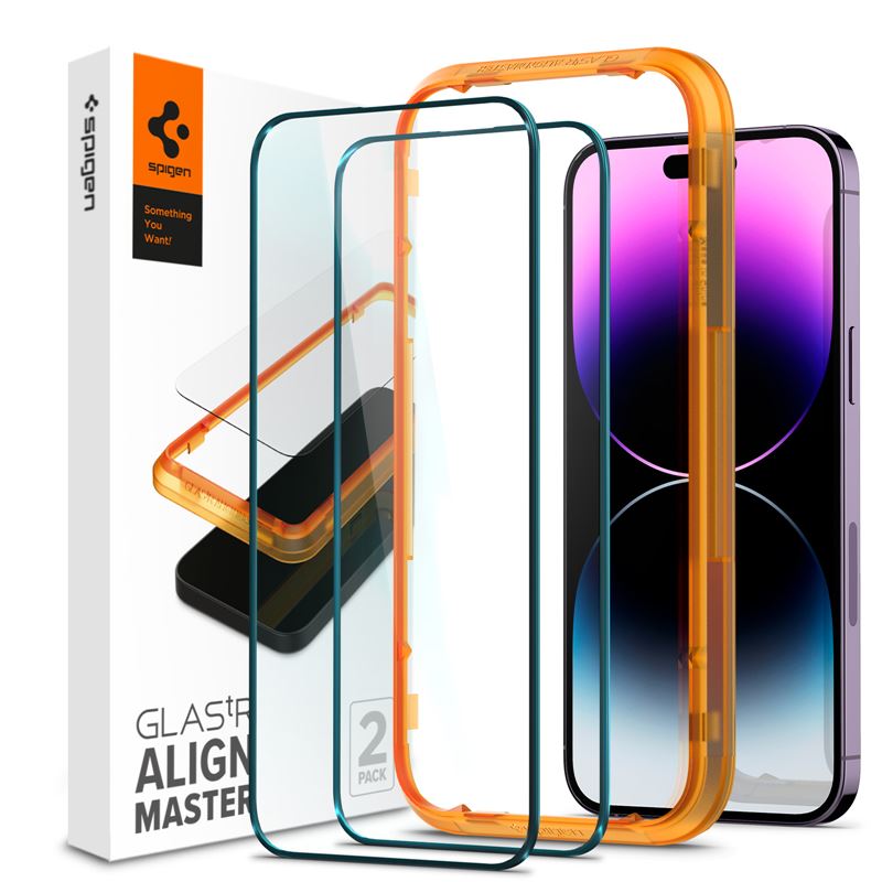 Ochranné sklo pro iPhone 14 Pro Spigen tR Align Master 2 Pack - černá