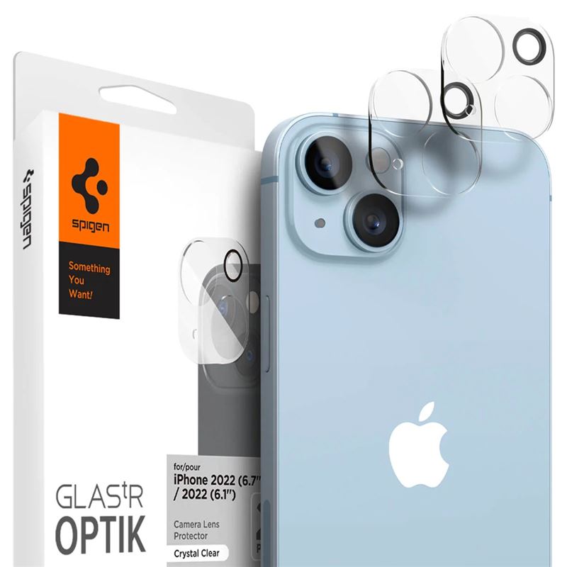 Ochranné sklo na objektiv pro iPhone Spigen Glass Optik 2 Pack, iPhone 14/iPhone 14 Plus - transparentní