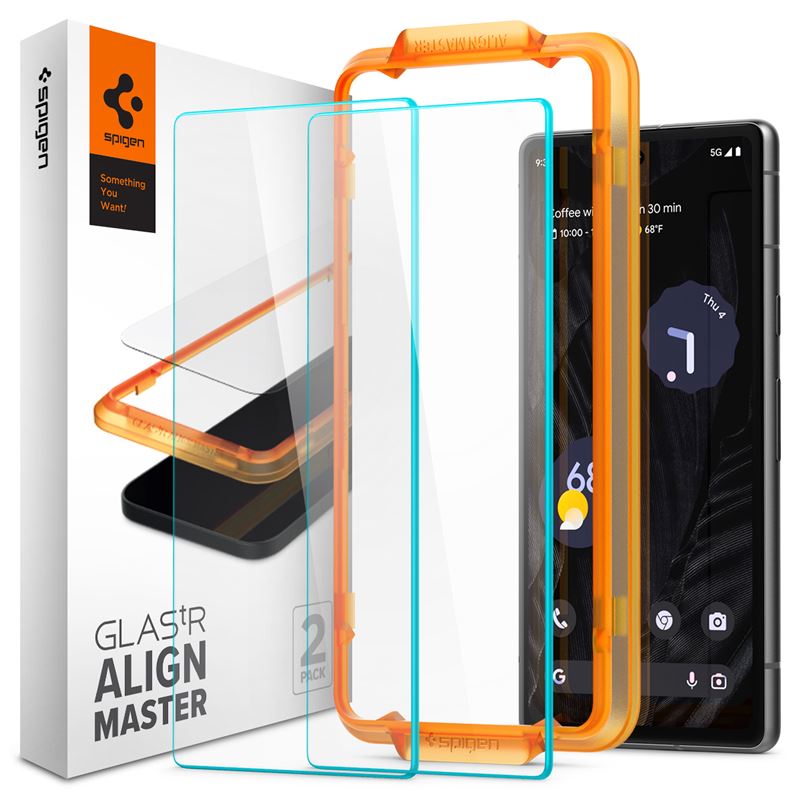 Ochranné sklo pro Google Pixel 7a Spigen Glass Align Master Clear 2 Pack - transparentní