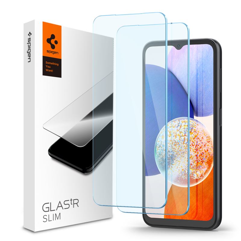 Ochranné sklo pro Samsung Galaxy Spigen Glass tR Slim 2 Pack - Samsung Galaxy A14 5G/A14 LTE - transparentní